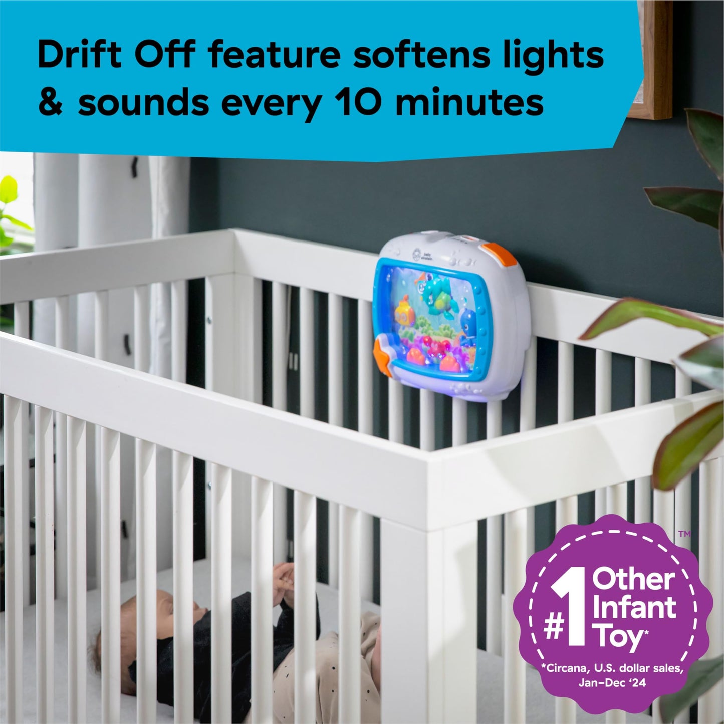 Baby Einstein Sea Dreams Soother Musical Crib Toy and Sound Machine, Newborn and up
