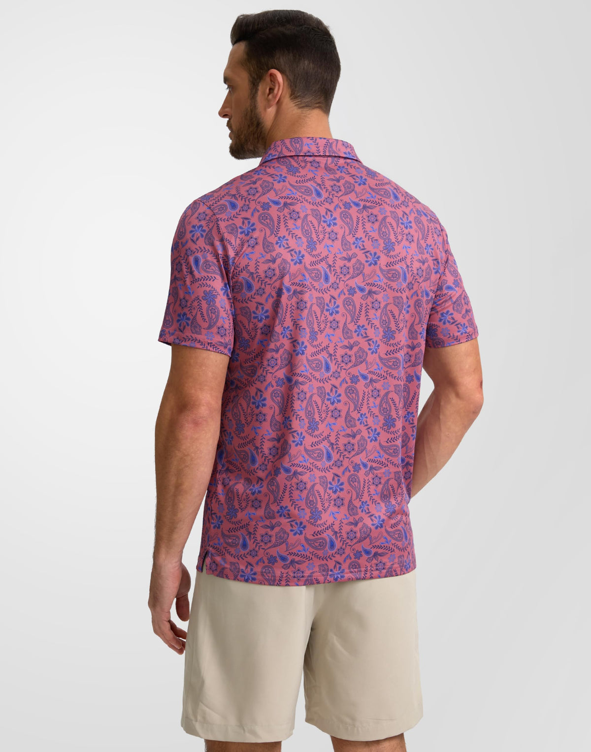 Obla Mens Golf Polo Shirts Short Sleeve Dry Fit Performance Moisture Wicking Casual Print Collared Golf Shirts for Men(Blue Paisley_S)
