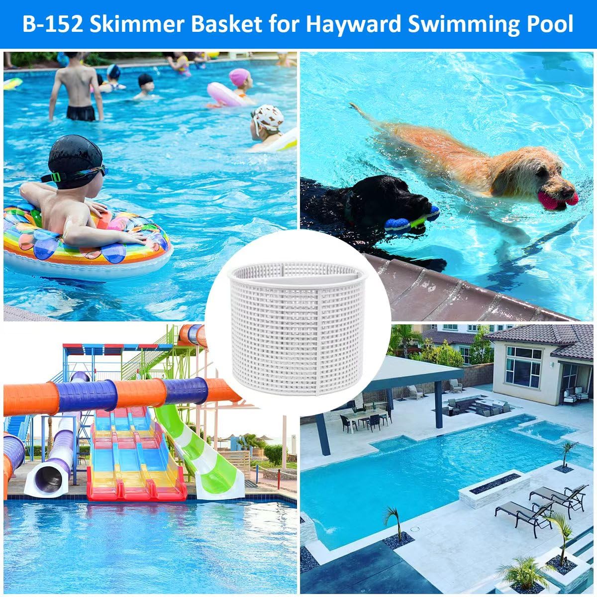 NOOTO B-152 Replacement Basket for Hayward Swimming Pool Skimmer Basket SPX1082CA 1082CA 7" B152 - White