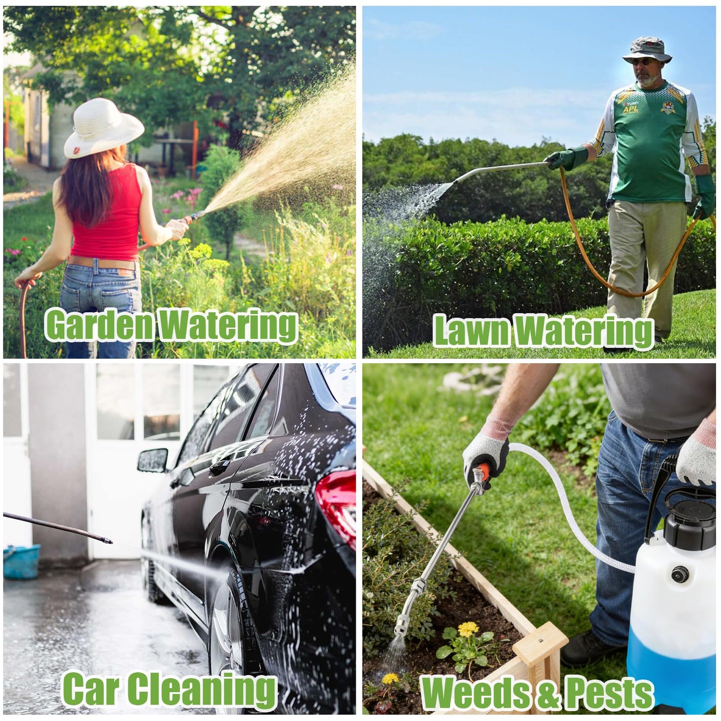 Tecreddy Replacement Pump Sprayer Wand, 41 Inch All Metal Spray Wand with Stainless Steel Extension Tubes, 1/4" 3/8" Brass Barbs & 3/4" Garden Hose Joint Parts for Weed Lawn Plants Careing Watering