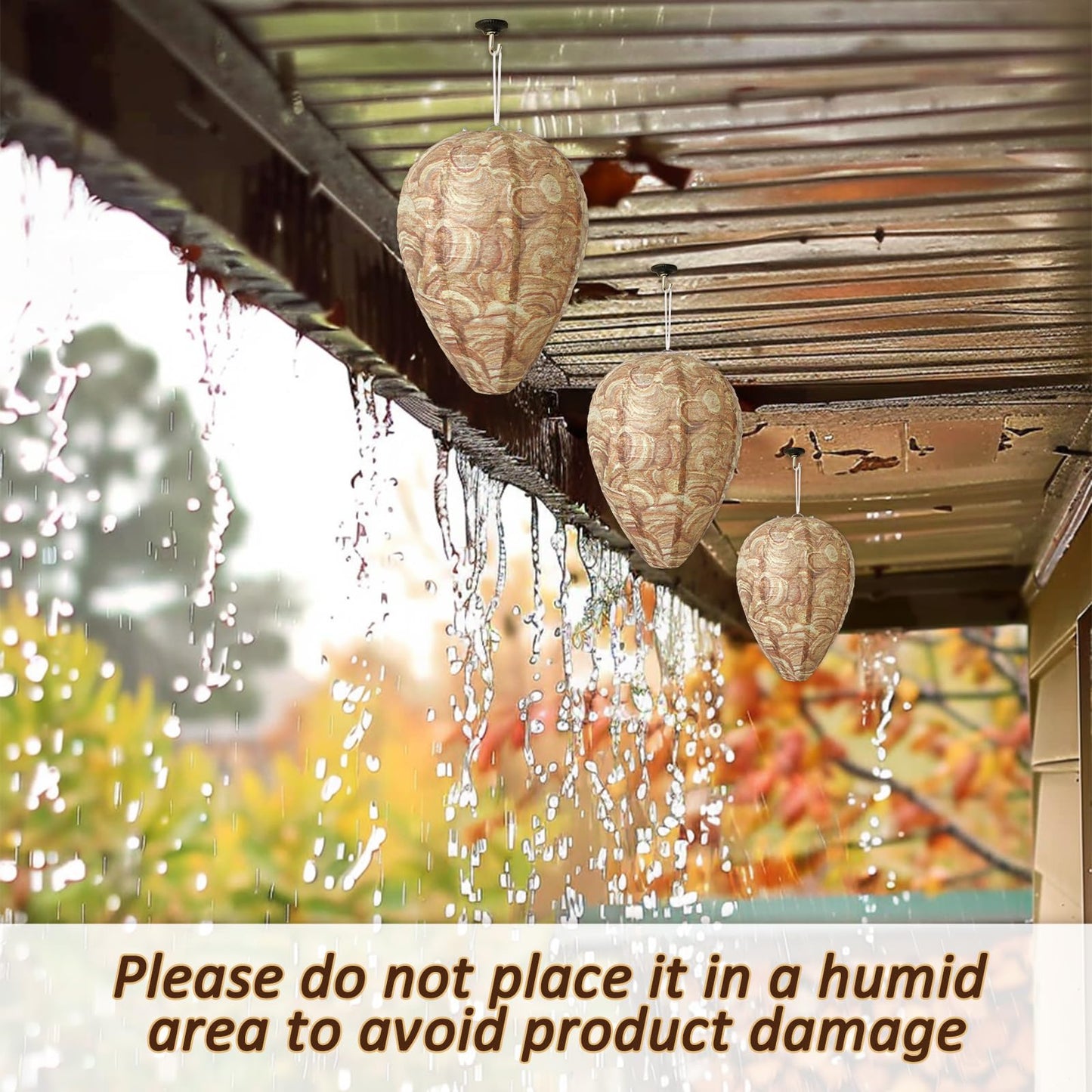 DECYOOL 6 Pack Paper Wasp Nest Decoy Hanging Wasp Nest Stay Away from Wasps Hornets Yellow Jackets(Mixed Color)