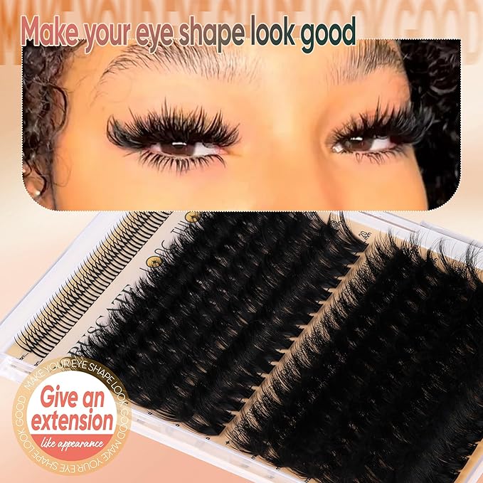 CORUSCATE 260D Lash Clusters with Bottom Lashes 8mm-25mm Mixed Lengths Mink Cluster Lashes Thick Individual Cluster Eyelash Extensions DIY Salon Look Dramatic Full Look Eyelash Clusters