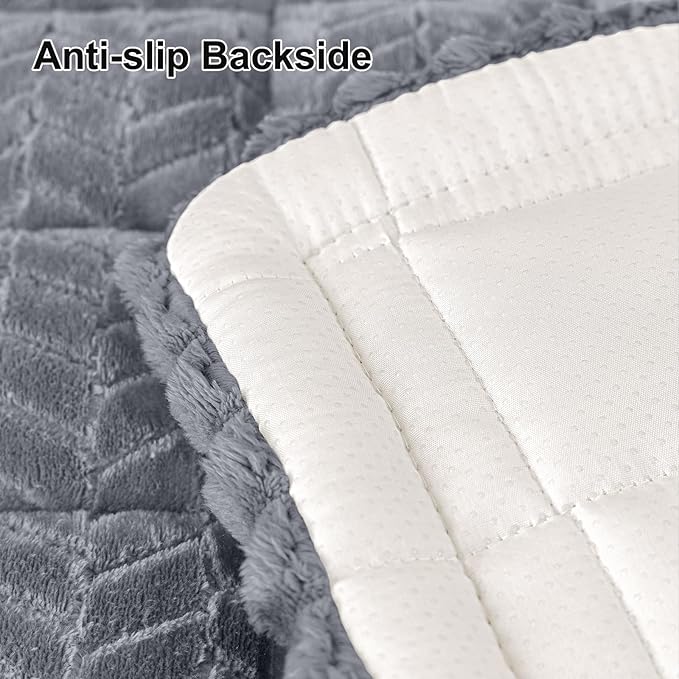 Smiry Non Slip Couch Covers for Dogs, Fuzzy Pet Couch Covers for 3 Cushion Sofa Pet Friendly, Soft Sofa Slipcovers Cushion Furniture Protector Washable (Grey, 27.6" x 70.9")