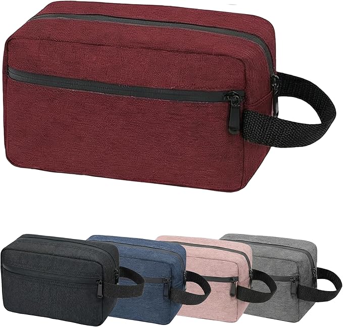 Travel Toiletry Bag for Women Men, Small Makeup Bag, Water-Resistant Cosmetic Bag, Cosmetic Pouch, Traveling Dopp Kit, Travel Essentials Accessories (Red)