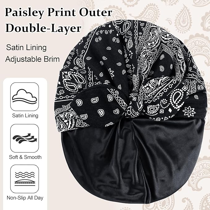 Ababalaya Satin Lined Beanies for Women Chemo Headwear Silky Lined Cotton Sleeping Cap