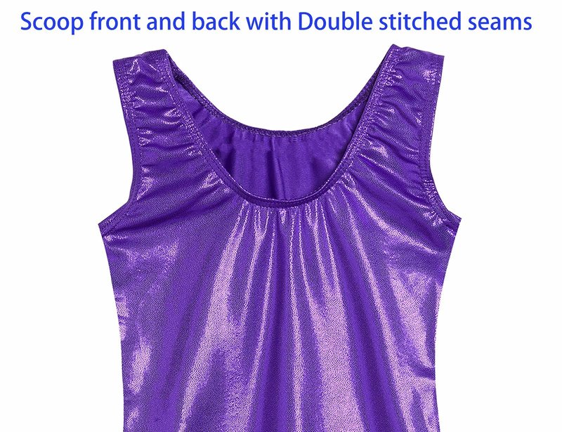 Domusgo Gymnastics Leotards for Girls 10-12 Years Old Purple Sparkly One Piece Tumbling Outfits