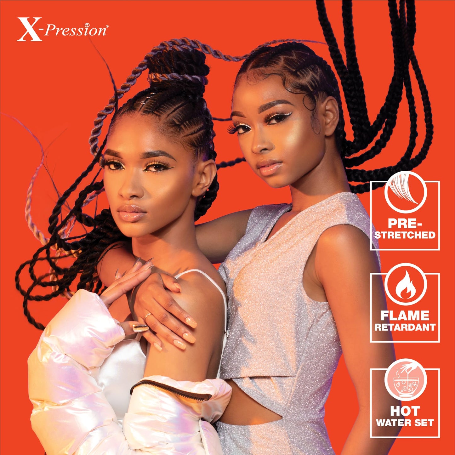 Sensationnel X-pression prestretched braiding hair - 3x braid 58 inch all kanekalon flame retardant synthetic braid for box braids and twists (5 pack, 1B OFFBLACK)