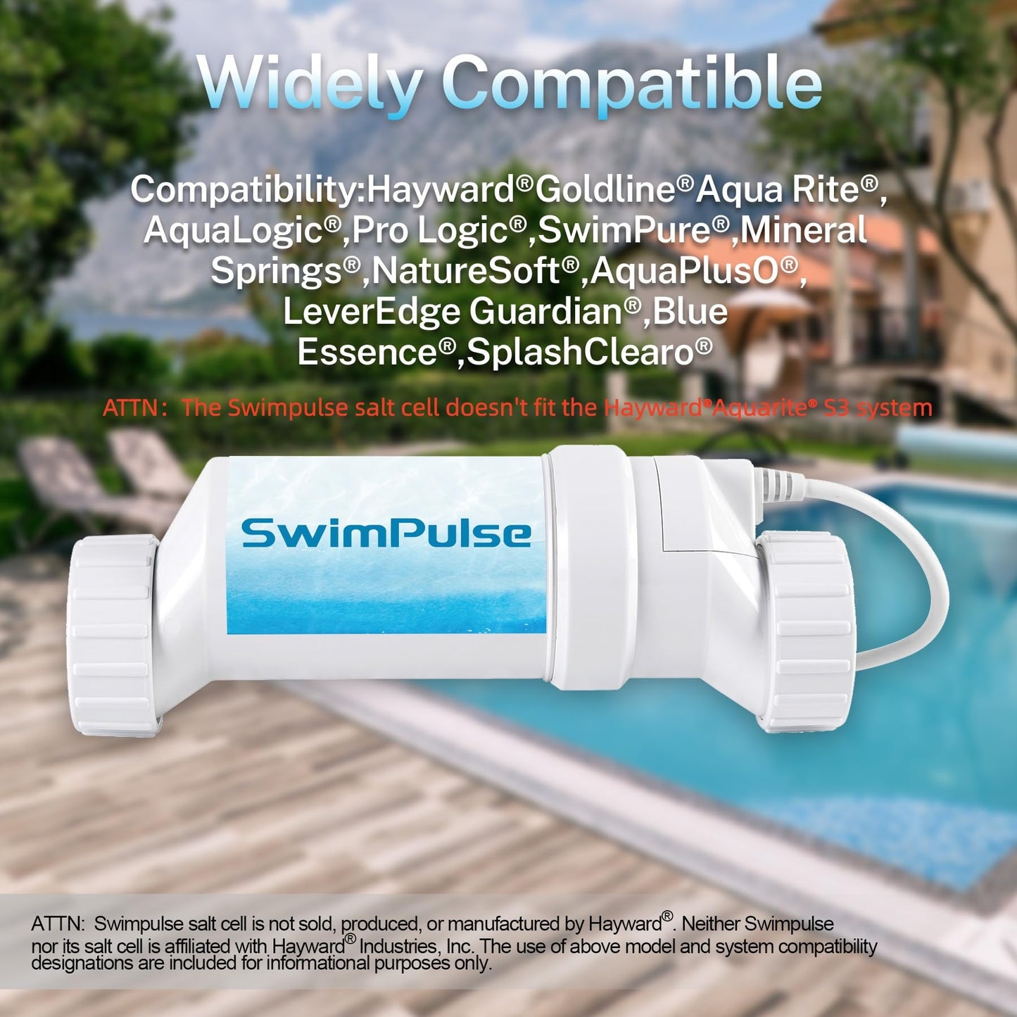 Swimpulse Salt Cell - up to 40,000 Gallons Swimming Pool Chlornie Generator,Salt Cell for Pool,Chlorination Pool Salt Cell Fits for Hayward W3T-CELL-15 BL1T15H
