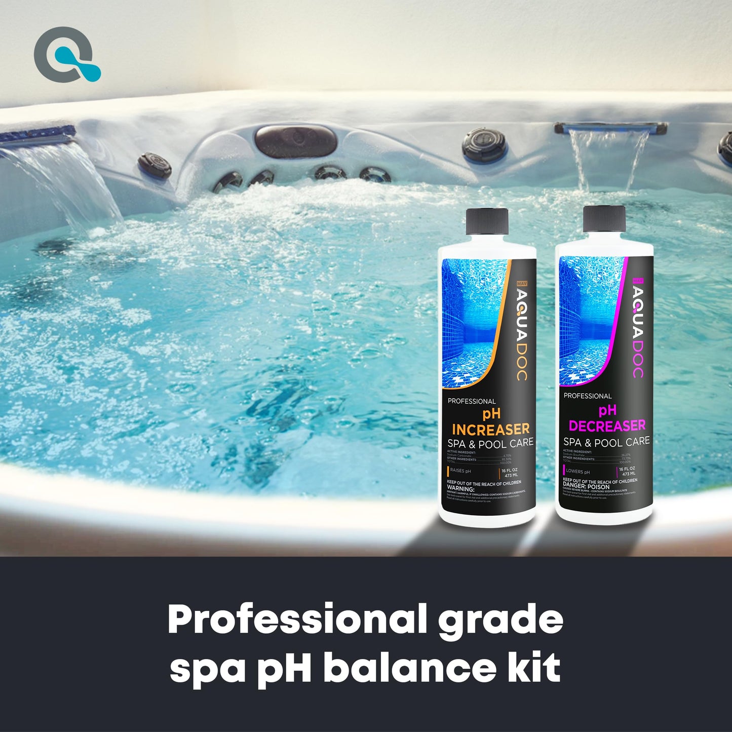 AquaDoc Spa pH Up & Down – pH Balancer for Indoor & Outdoor Spas – Easy Water Maintenance to Raise or Lower pH Levels and Keep Spa Water Clean, Clear & Comfortable