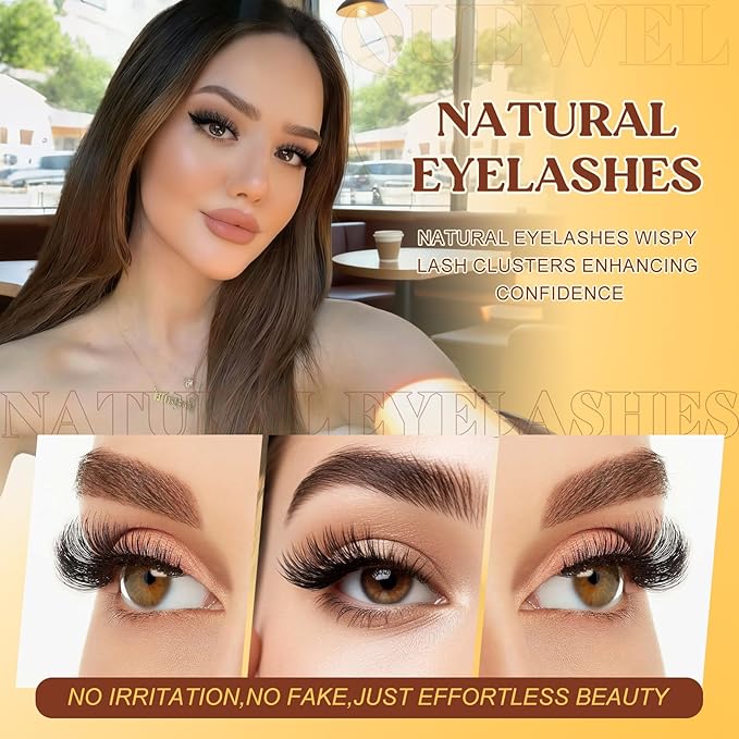 QUEWEL 580PCS Eyelash Clusters 30D+40D+50D+60D+80D+100D Wispy Lash Clusters 10-18mm Cluster Lashes Individual Lashes Clusters Reusable for Natural DIY Cluster Eyelash Extensions for Beginners