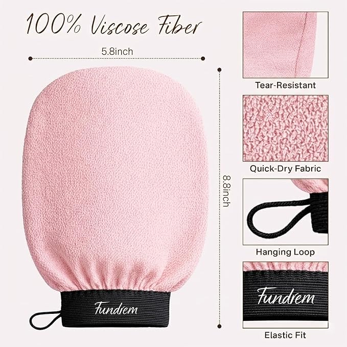 Exfoliating Gloves, Exfoliating Body Scrubber for Bath Shower Exfoliation, Body Scrub Exfoliator Loofah Sponge for Dead Skin Remover Pink+Rose