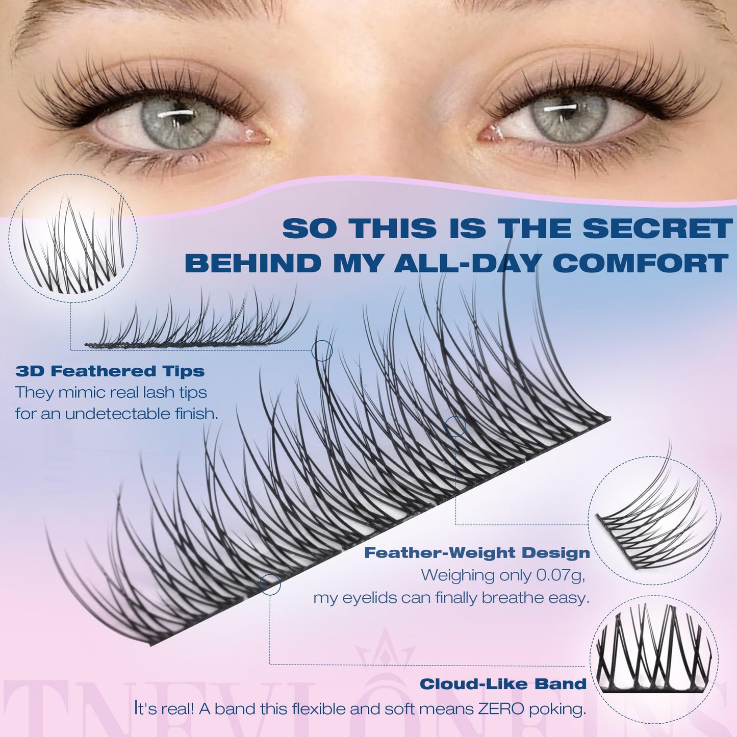 Natural Lash Extension Kit 168Pcs Lash Clusters Kit Wispy Eyelash Extensions 9-12MM Individual Lashes Extensions with Bond and Seal Lash Glue and Eyelash Extension Tweezers DIY at Home by TNFVLONEINS