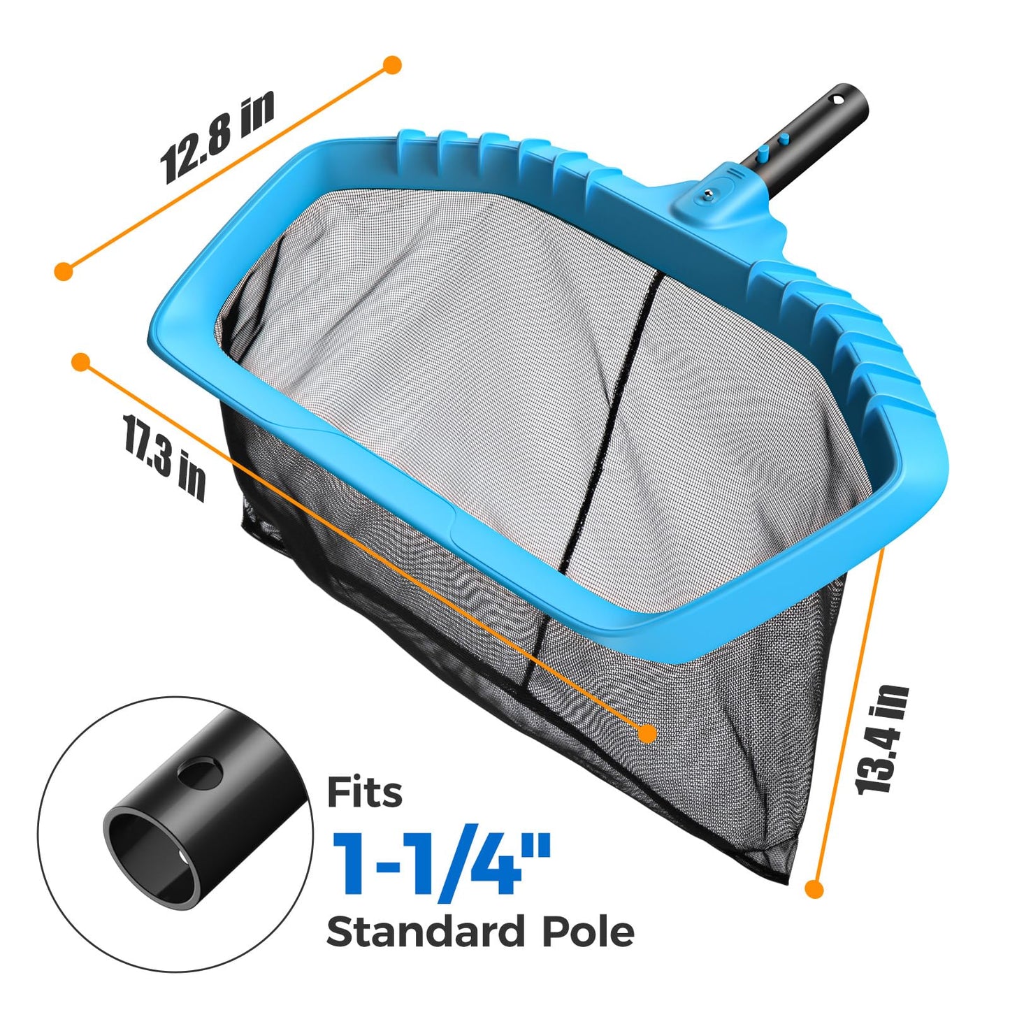 Mowend Pool Net, Swimming Pool Skimmer Net with Deep Bag Net for Fast Pool Cleaning, Heavy Duty Pool Cleaner Supplies and Accessories, Fits Standard 1-1/4" Pool Pole (Pole Not Included)