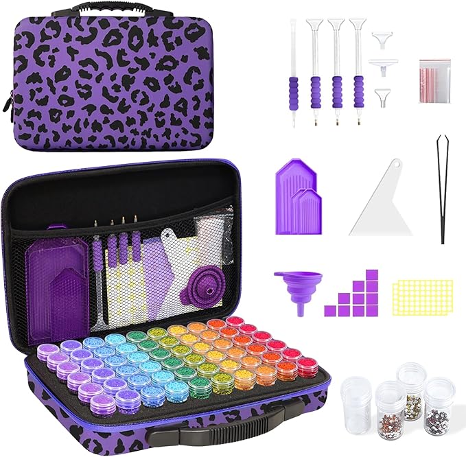 ZORETCO Diamond Painting Storage Box, 60 Slots Bead Storage Containers with Tools Kit for Diamond Art Accessories Craft Jewelry Beads Organizer
