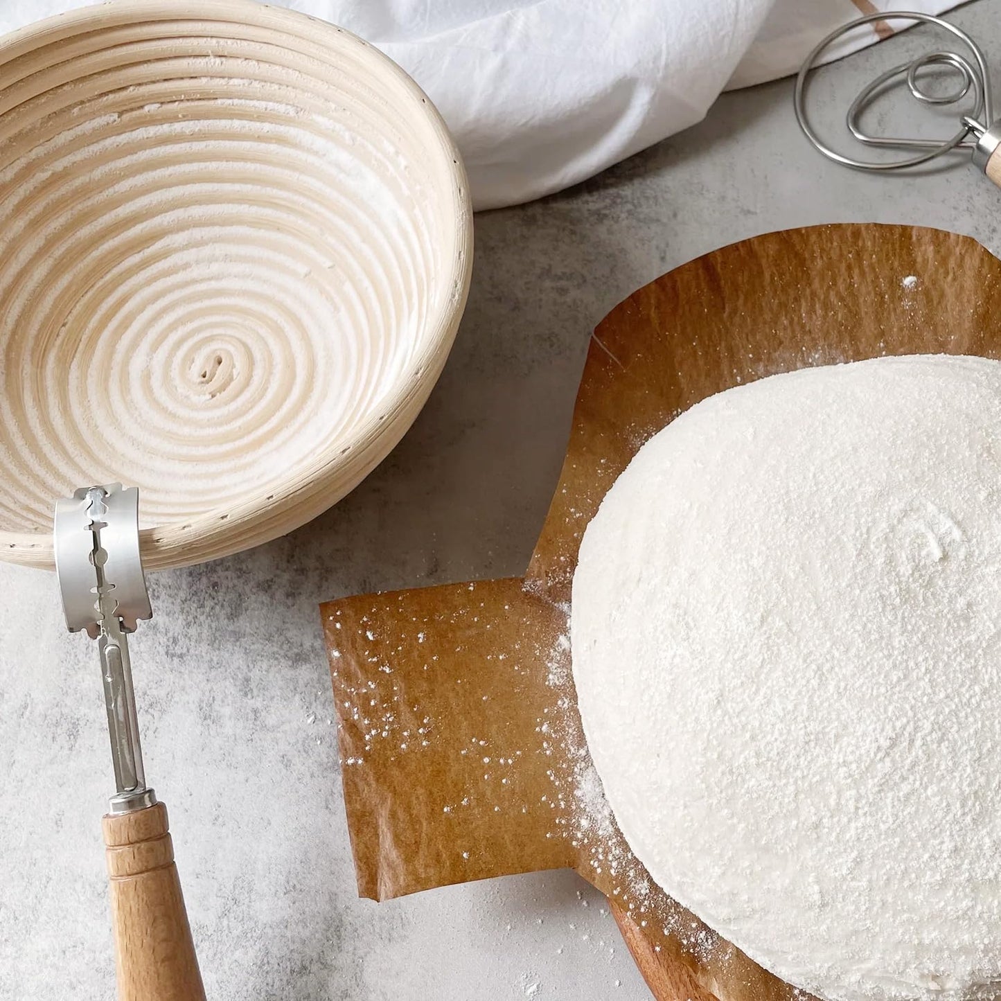 Dimpola Banneton Bread Proofing Basket Banneton Basket Set Sourdough Proofing Basket Round Proofing Bowls Handmade Rattan Baskets and Liners (Oval & Round Baking Set)