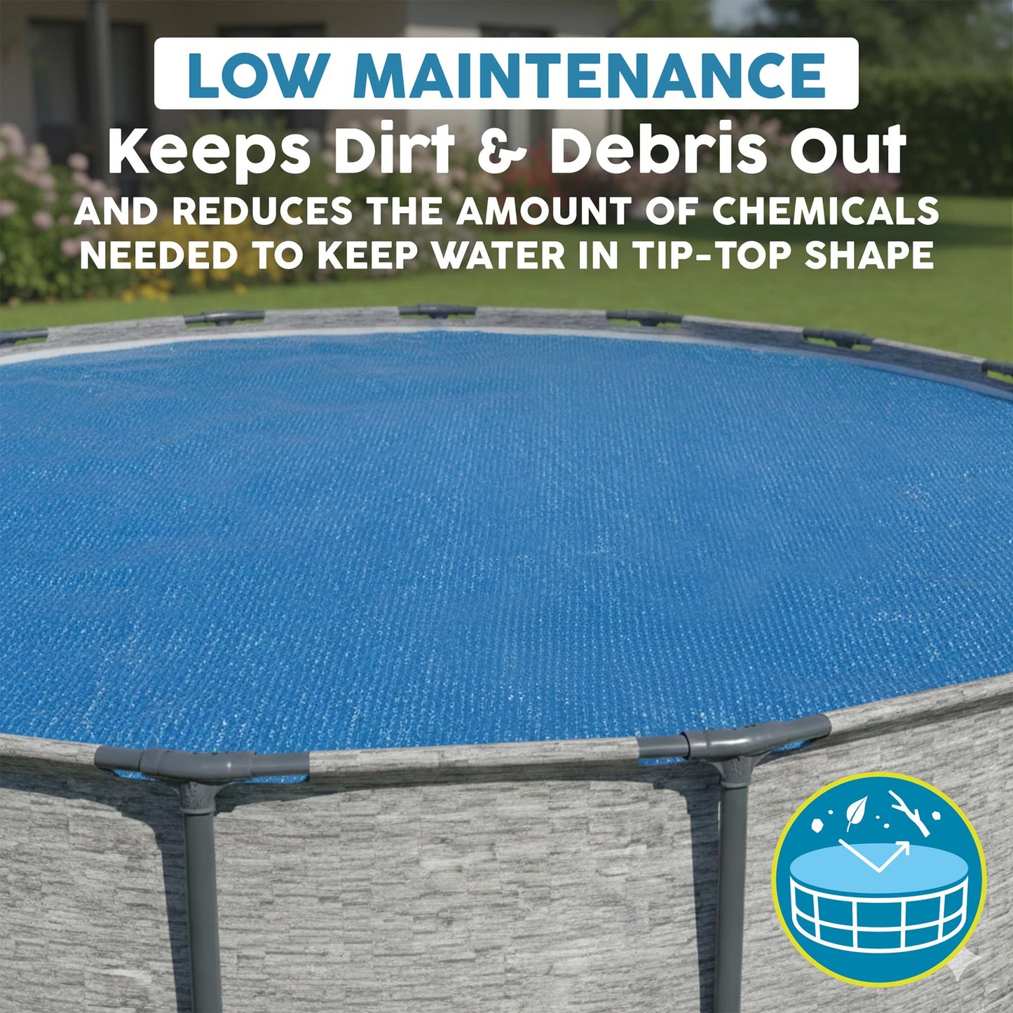 Bestway Round Solar Pool Cover for 18' Above Ground Pool - Frame and Steel Wall Models, Solar Heating Protector with Outdoor Leaf & Debris Protection