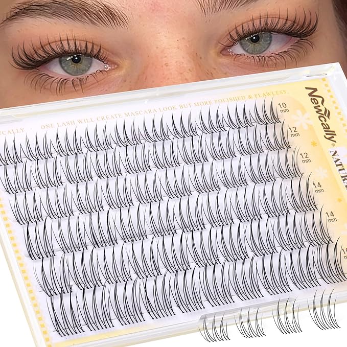 Natural Lash Clusters Invisible Band Eyelash Clusters Like Mascara C-curly 10-16MM Cluster Eyelash Extension Clear Band Lash Extensions Lash Lift Effect by Newcally