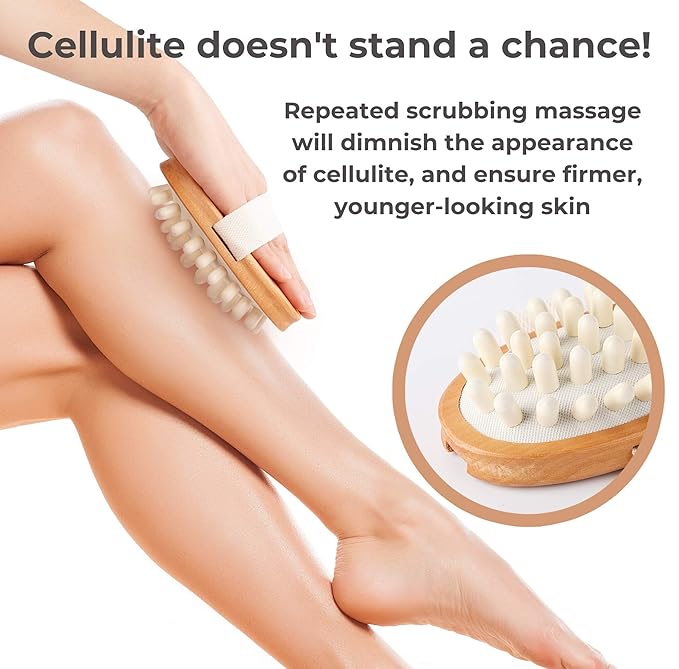 Dry Brushing Body Brush Set Ã¢ÂÂ Natural Bristle Spa Exfoliator Kit with Face Cleansing Brush, Long Dry Brushing Body Brush for Lymphatic Drainage & Massaging Cellulite Brush for Smooth, Radiant Skin