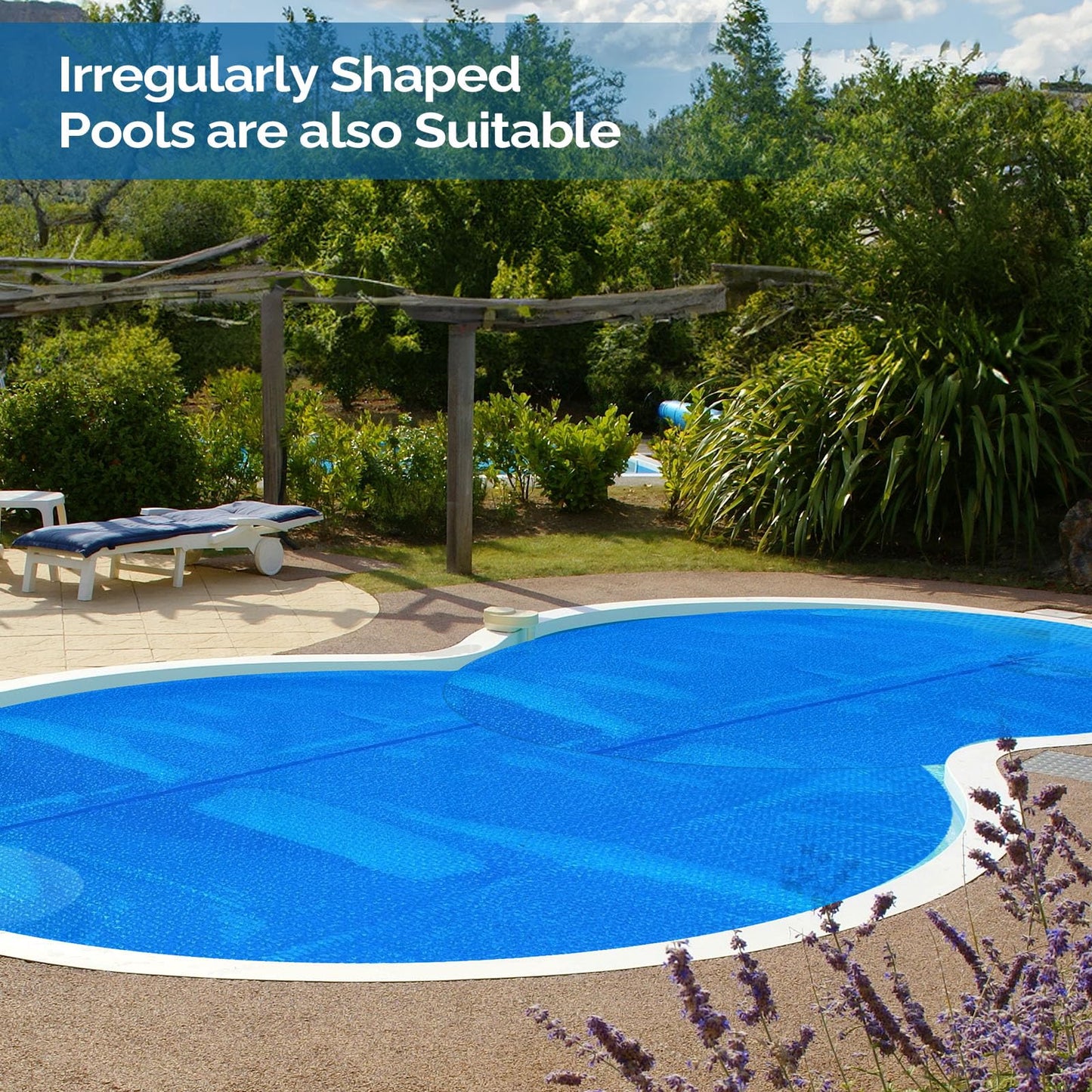 VINGLI 12Mil Solar Pool Cover, Rectangle Solar Blanket-Heavy Duty Solar Pool Cover for Above Ground Pool-Pool Solar Cover for Inground Pool (Blue, 15' Round)