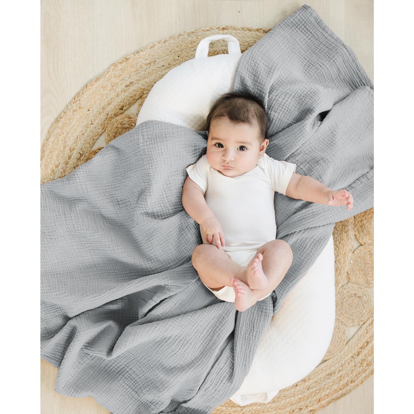 Konssy 3 Pack Muslin Swaddle Blankets for Unisex, Newborn Receiving Blanket, Large 47 x 47 inches, Soft Breathable Muslin Baby Swaddles for Boys & Girls