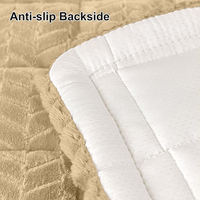 Smiry Non Slip Couch Covers for Dogs, Fuzzy Pet Couch Covers for 2-3 Cushion Sofa Pet Friendly, Soft Sofa Slipcovers Cushion Furniture Protector Washable (Khaki, 27.6" x 59")