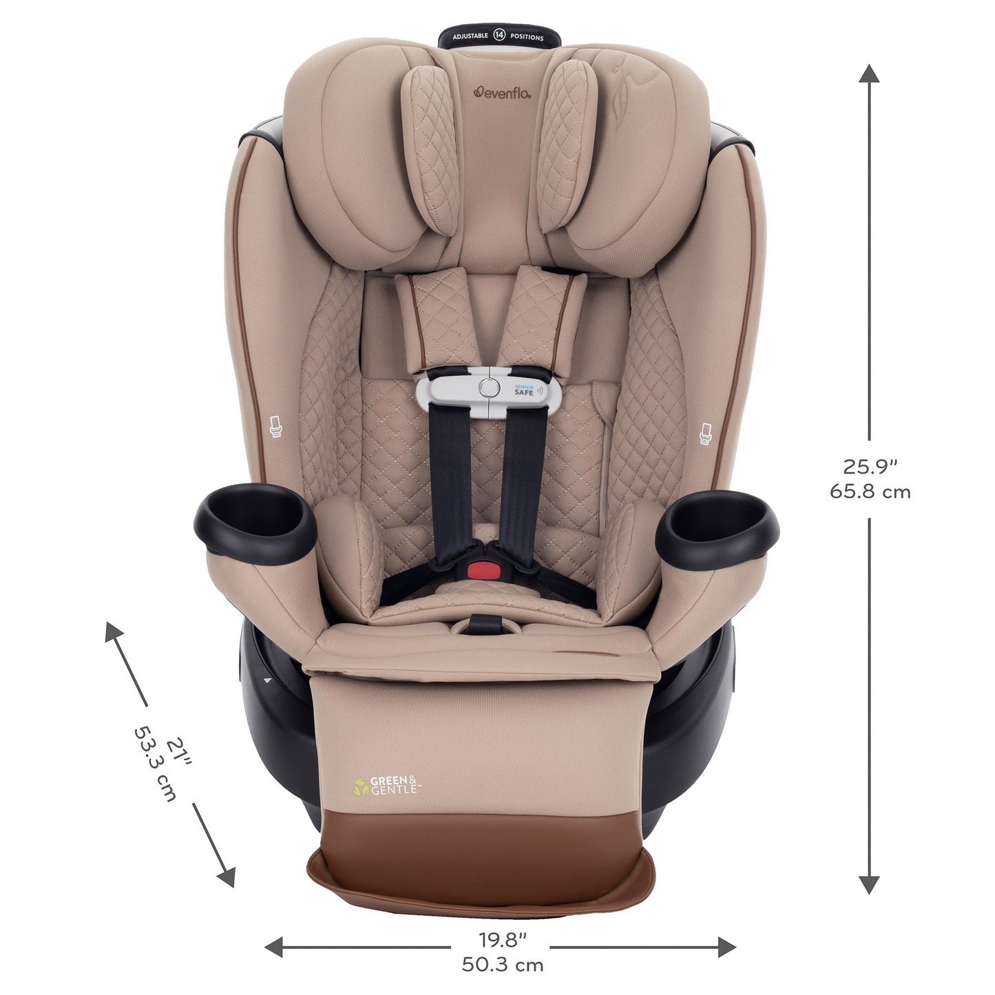 Evenflo Revolve360 Extend Convertible Car Seat with 360 Degree Rotation, Extended Rear-Facing, Forward-Facing, Booster Mode, and Secure Latch Install, Travertine