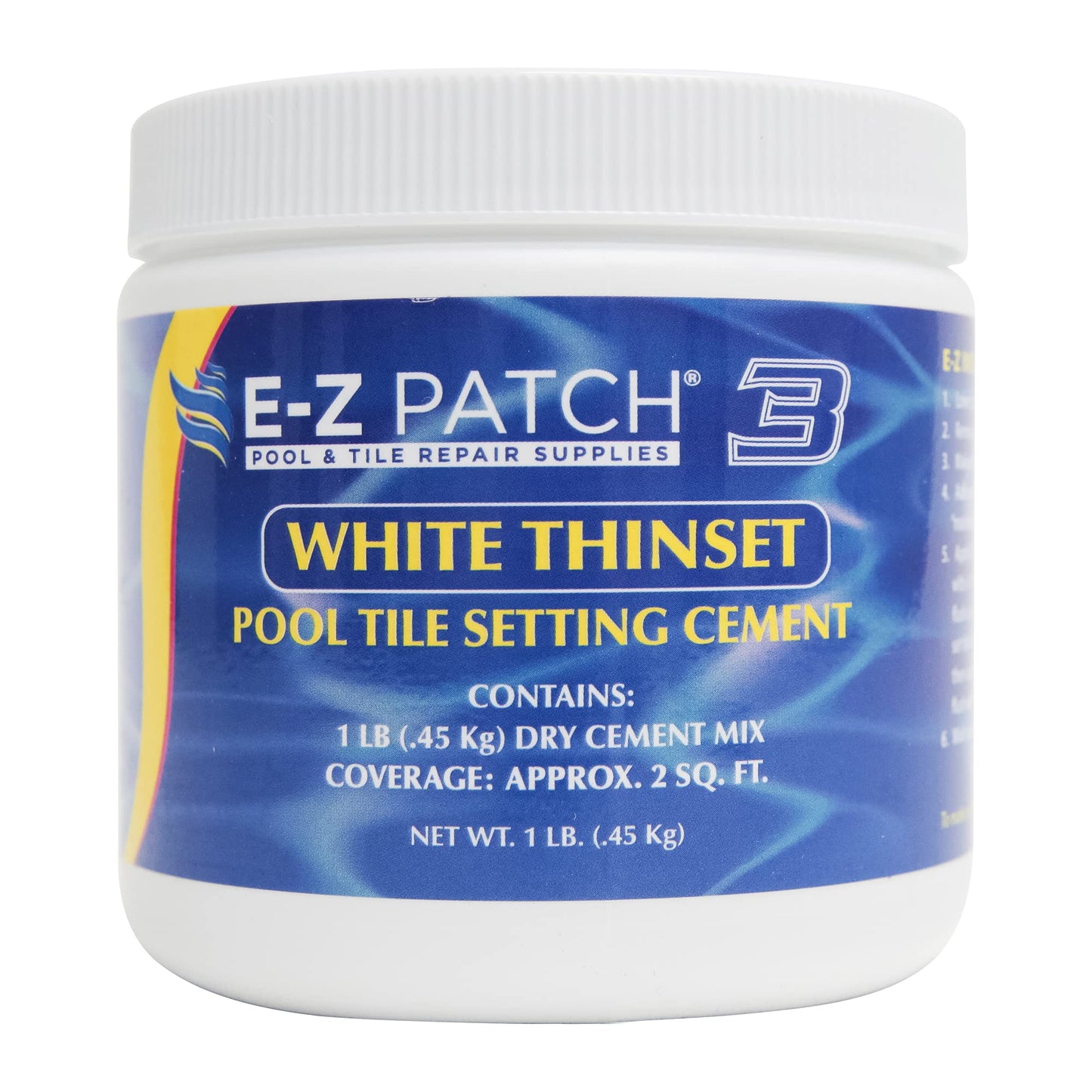 E-Z Patch 3 Pool Tile Thinset Cement for Repairs - Color Adjustable Pool Tile Adhesive (1 lb)