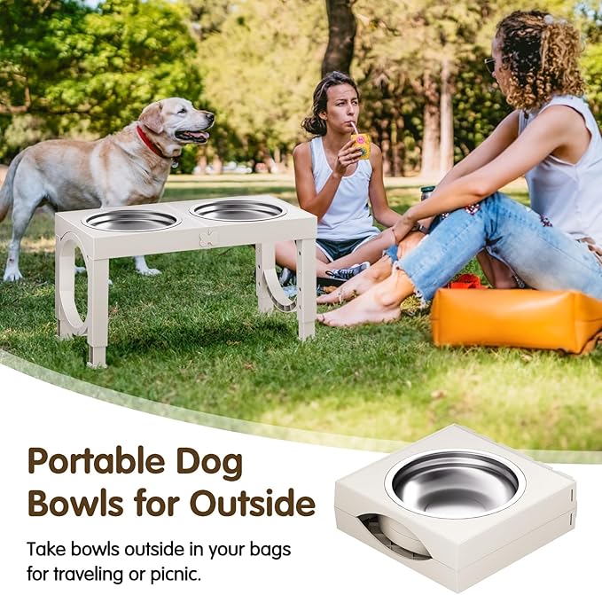 XIAZ Elevated Dog Bowls Large Breed Raised Dogs Bowl Stand Large/Medium Sized Dog Stainless Steel Food Water Bowl Stands 5 Heights Adjustable 9/11/12/14in Pet Feeder Dish Station