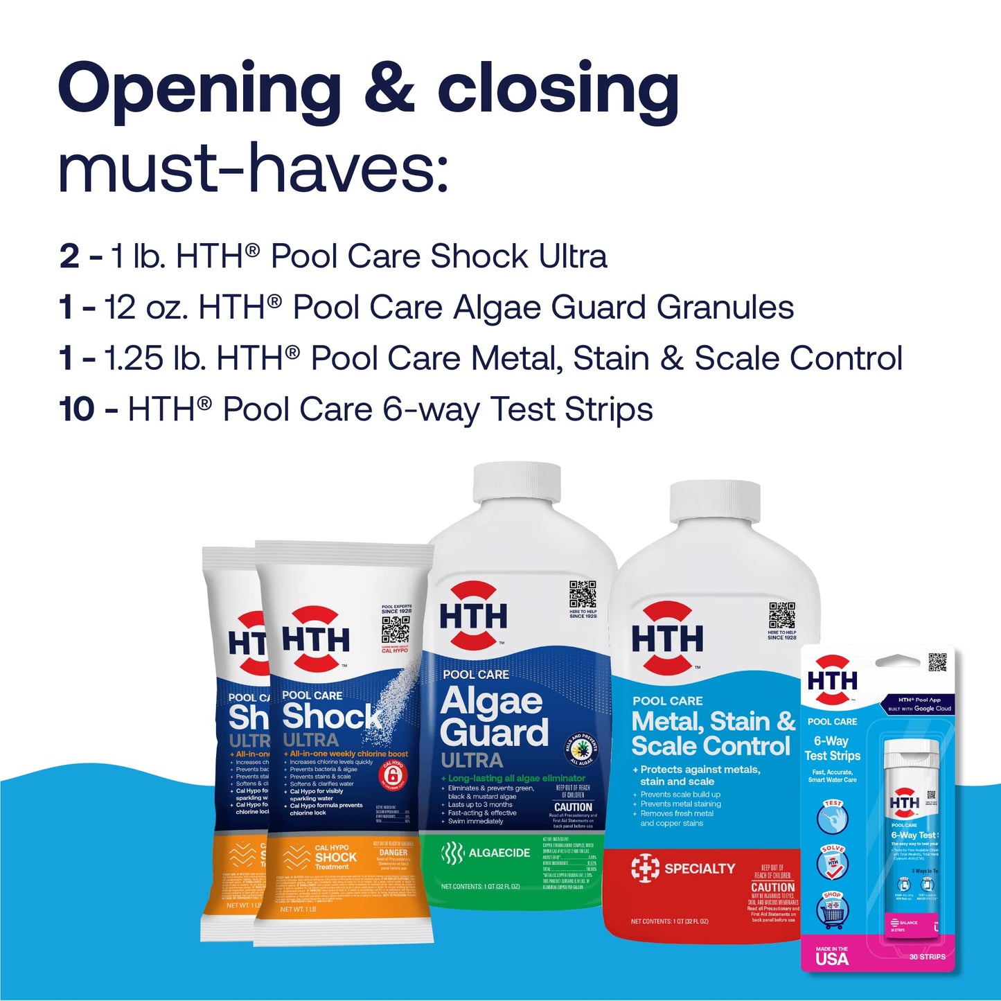 HTH 91022 Swimming Pool Care Kit, Opening and Closing Swimming Pool Supplies, 4 lbs