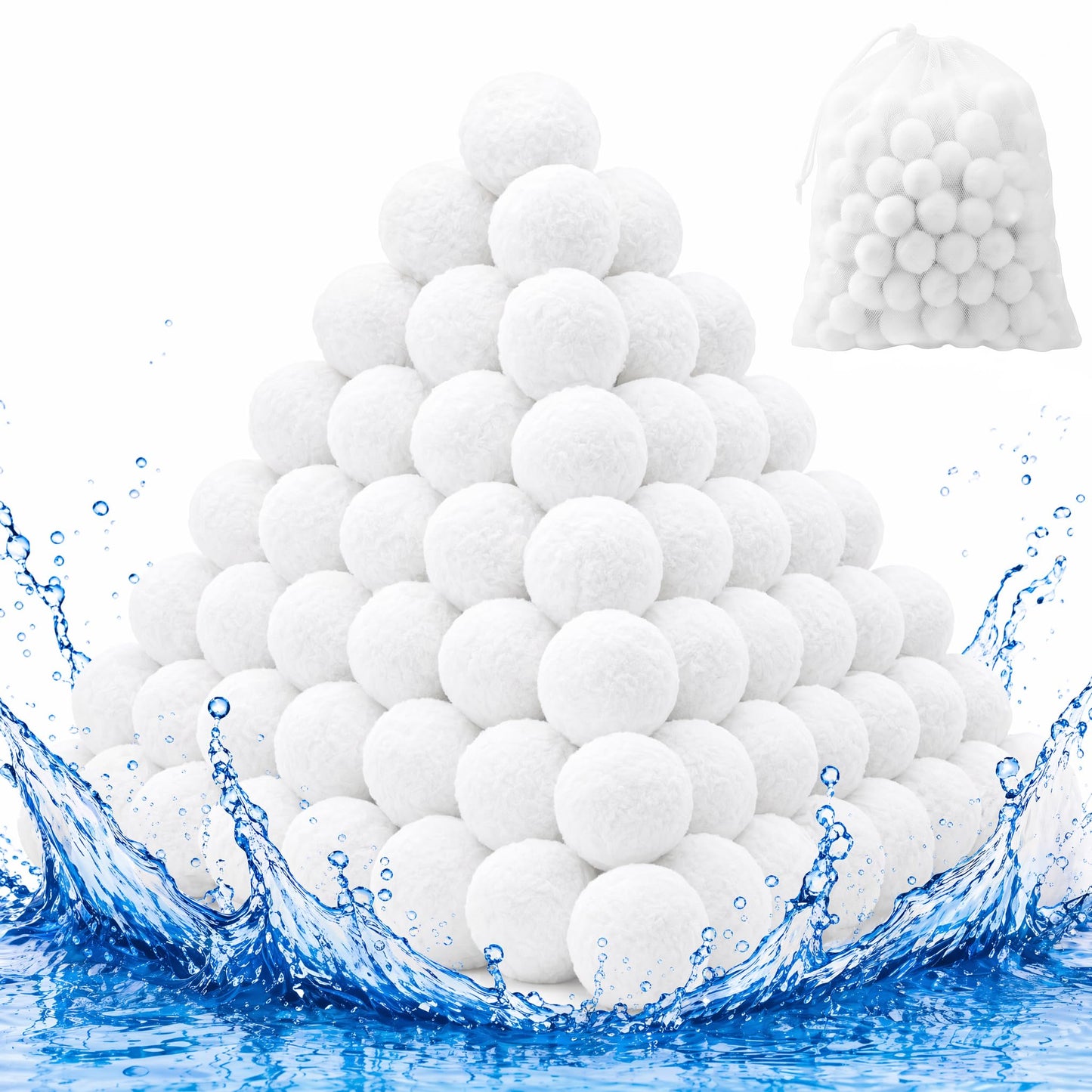 Sunwinx 3.6 LBs Pool Filter Balls for Sand Filter, Reusable Pool Sand Filter Balls, Eco-Friendly Pool Filter Media Balls for Swimming Pool, Aquarium Tank (Equals 120 LBs Pool Filter Sand, White)