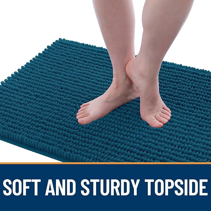 OLANLY Dog Door Mat for Muddy Paws 59x20, Ultra Absorbent Chenille Mud Doormat, Non-Slip Washable and Dirt Trapping Doormat for Indoor Entryway, Quick-Dry Indoor Pet Bed Mats for Dogs, Atlantic Blue