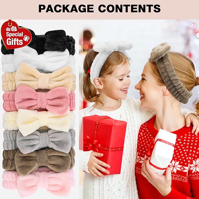 YOOVR 8pcs Spa Headband, Mothers Day Gifts Bulk, Stocking Stuffers for Teen Girls Women, Skincare Makeup Face Wash Headband, Hair Accessories, Party Favors for Adult, Easter Baskets Stuffers (Classic)