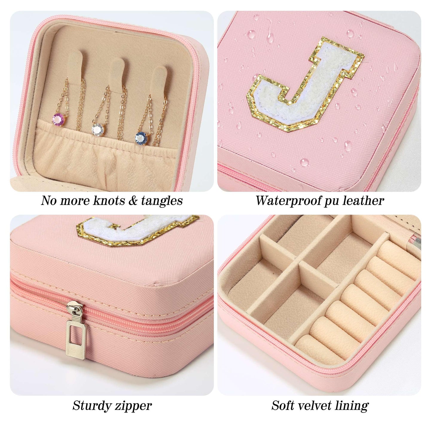 Parima Gifts for Teen Girls - 2025 Travel Jewelry Case Gifts Ideas, 6,7,8,9,10,11,12,13,14 Year Old Girl Birthday Gift Travel Jewelry Organizer Christmas Gifts for Daughter - Letter E, Pink