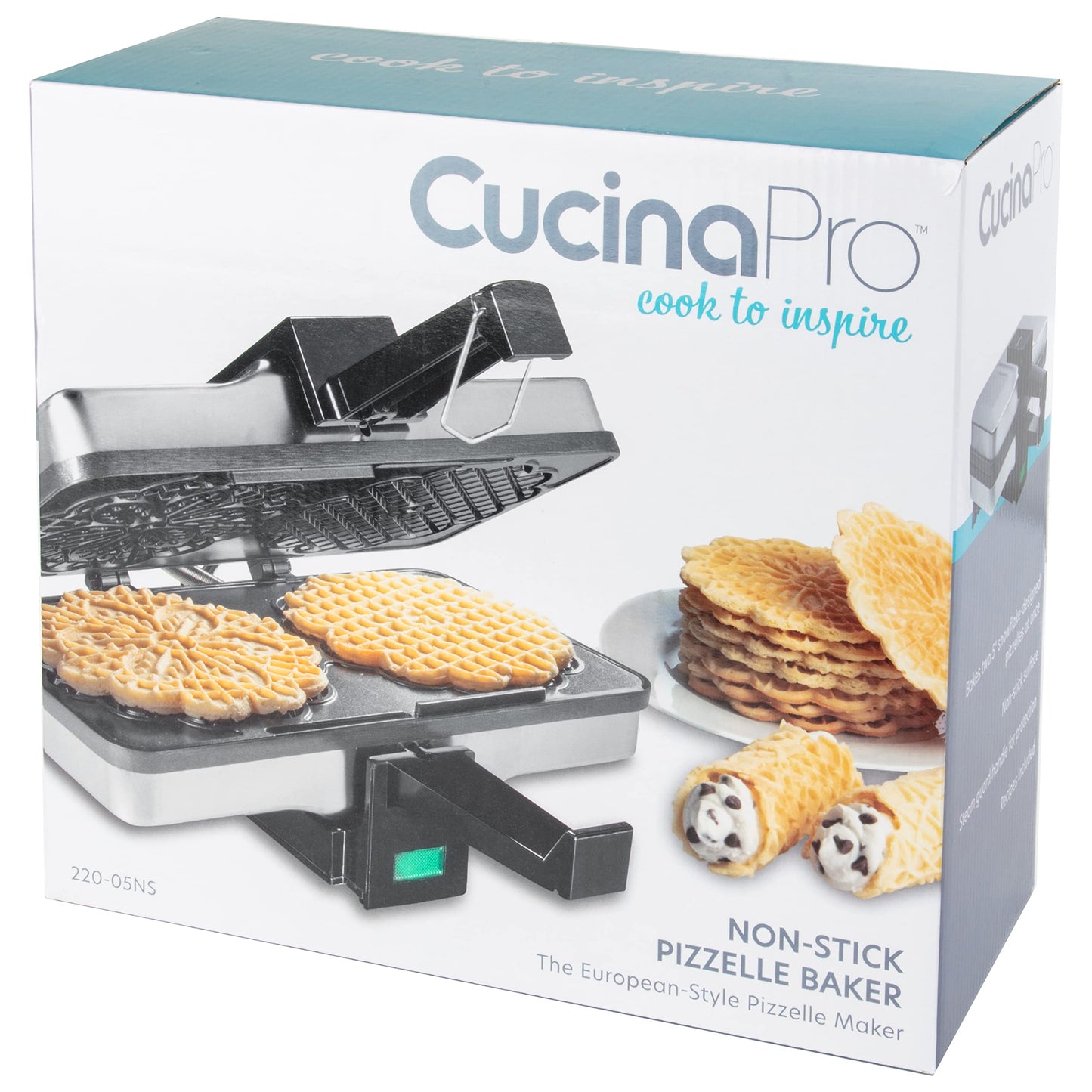 Pizzelle Maker- Nonstick Electric Holiday Baker Press Makes Two 5-Inch Cookies at Once- Christmas Baking Supplies for Party- Italian Dessert Treat Making with Recipe Guide- Cookie Swap Gift for Her