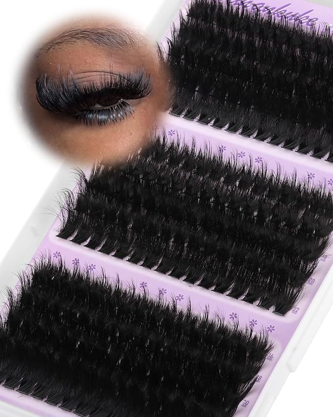 Fluffy Lash Clusters 260D+280D+300D Volume Eyelash Clusters Extensions D Curly Lashes Clusters 14-24MM Mink Cluster Lashes Spike Individual Lashes Full Lash Extension Mink Cluster Eyelash