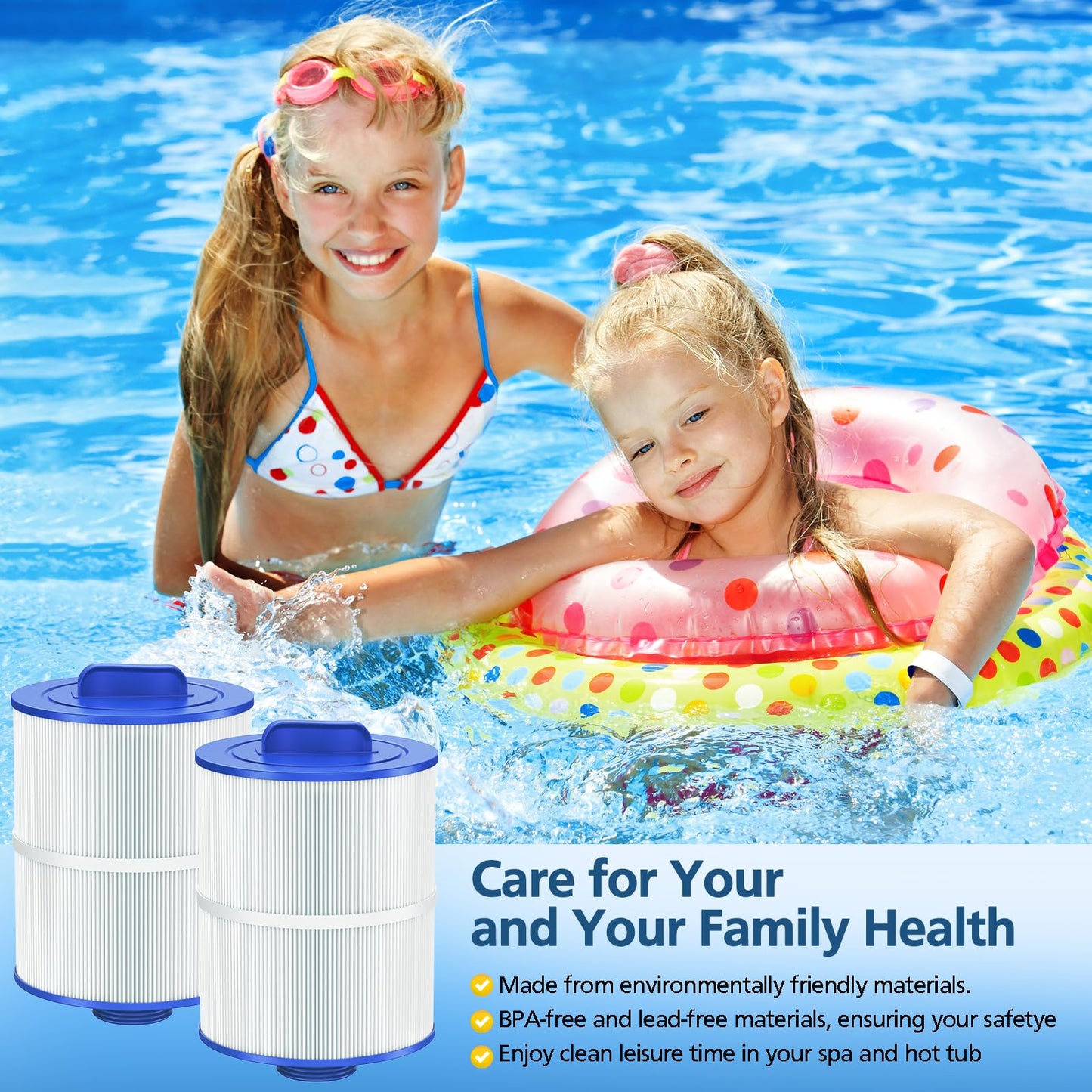 Hot Tub Spa Filter Cartridge, Compatible with Unicel 6CH-502, Filbur FC-0311, Master Deluxe M60506, Magnum AR50, PAS50SV-F2M, Baleen AK-90161, Excel Filters XLS-604 Artesian Spas Filter,2 Pack
