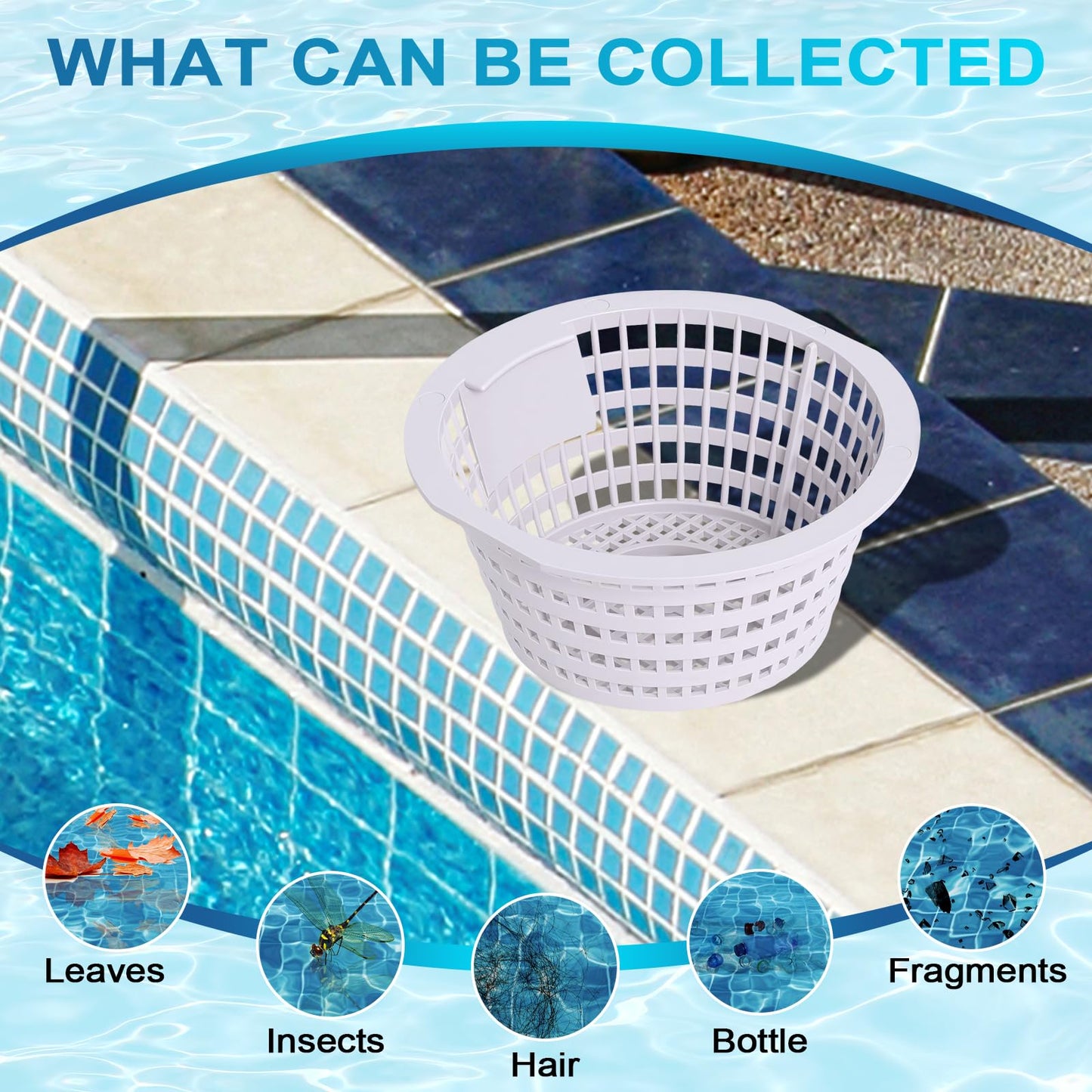 Podoy Pool 8928 Skimmer Basket for Above-Ground and In-Ground Swimming Pool Replacement Parts Compatible with Swimline Hydrotools 8928 Olympic ACM88 4-Pack