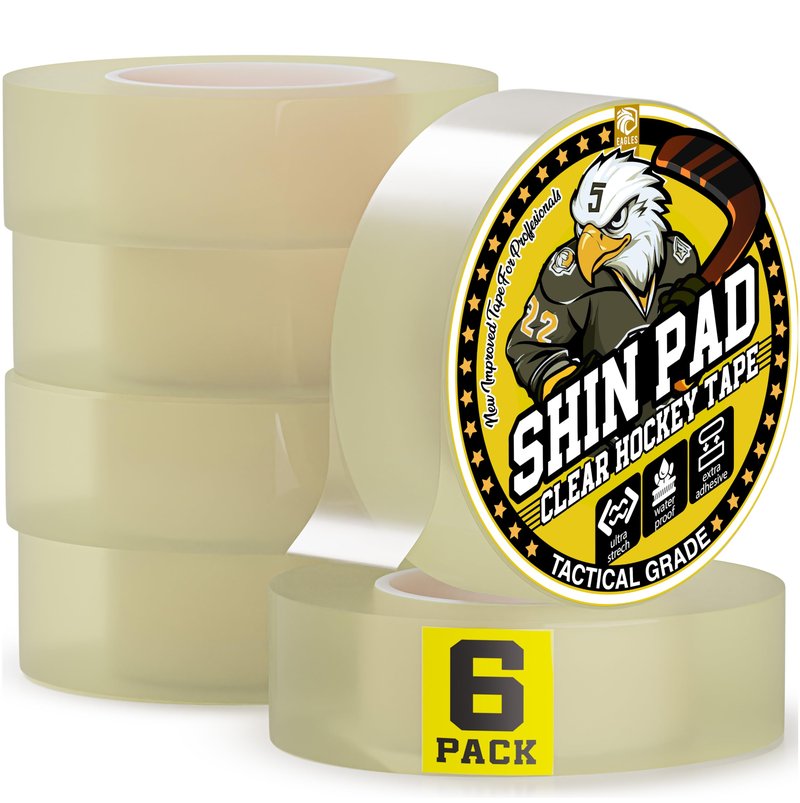 EAGLES Bulk Hockey Tape 1 or 6 Pack Black, White or Clear Multipurpose Tape Roll - Strong Adhesive - Durable Cloth or PVC Tape - Hokey Sports Gifts, Accessories, Equipment, Gear