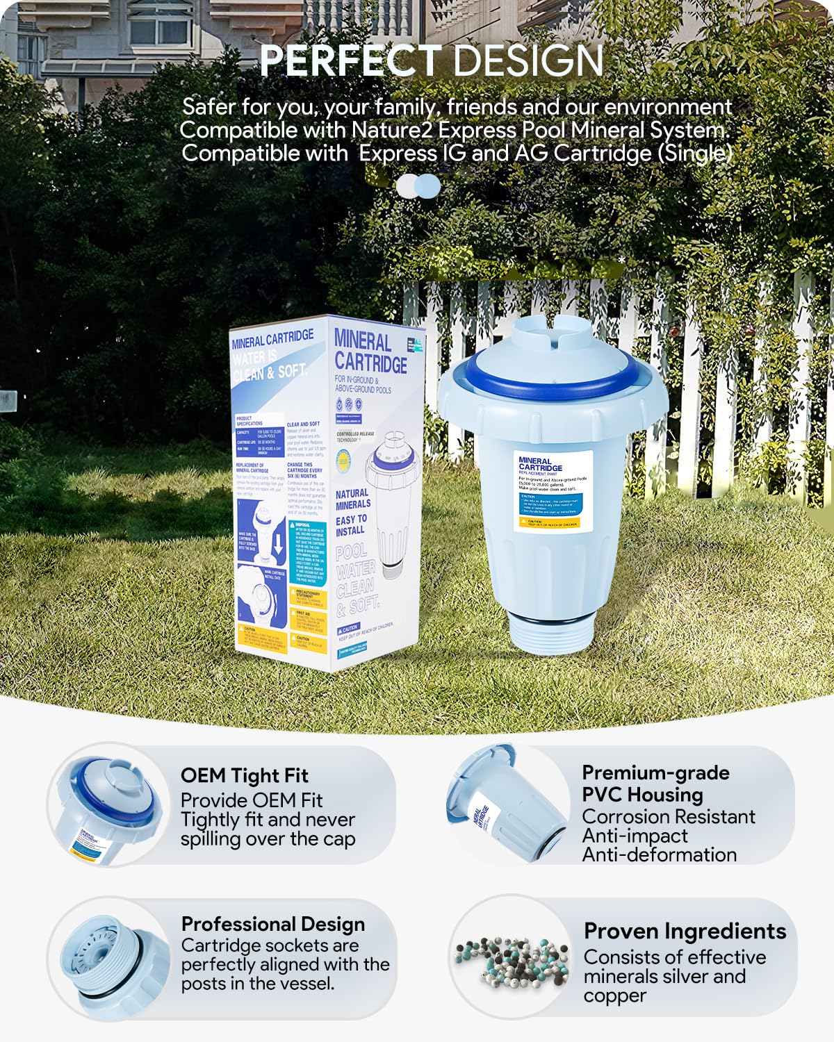 W28175 Replacement for Nature2 Express Mineral Cartridge for Pool System, for In-Ground & Above-Ground Pools up to 30,000 Gallons, W20171, W20080, W26775