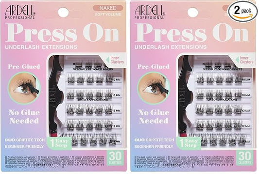 Ardell Naked Press On Lashes Pre-Glued Eyelash Clusters Extensions - Self Adhesive Eyelashes,Soft Volume,No Glue Needed Lash Clusters,(Pack of 2)