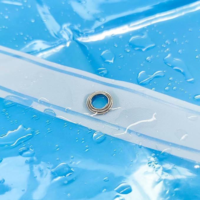 Barossa Design Extra Long Clear Blue Shower Curtain Liner with 3 Magnets - 72" x 84" XL, Waterproof PEVA Lightweight Shower Liner for Bathroom, PVC Free, Metal Grommets - Clear Blue, 72x84