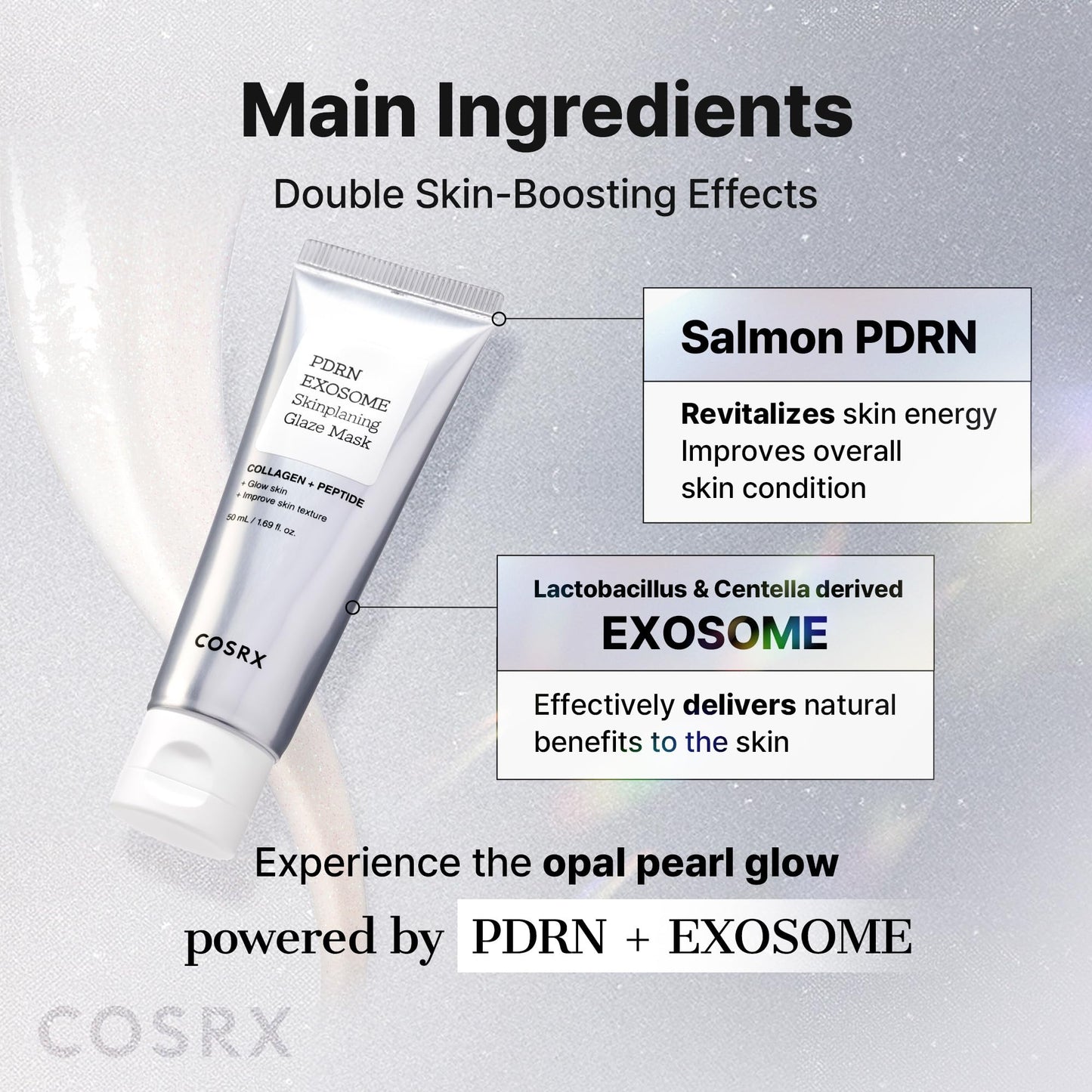 COSRX PDRN EXOSOME Glaze Wrapping Mask with SALMON DNA PDRN, Instant Glow, Easy Peel-Off Overnight Mask for Glass Skin, Firmness, Elasticity & Skin Texture Care,1.69 fl. Oz, Korean Skin Care