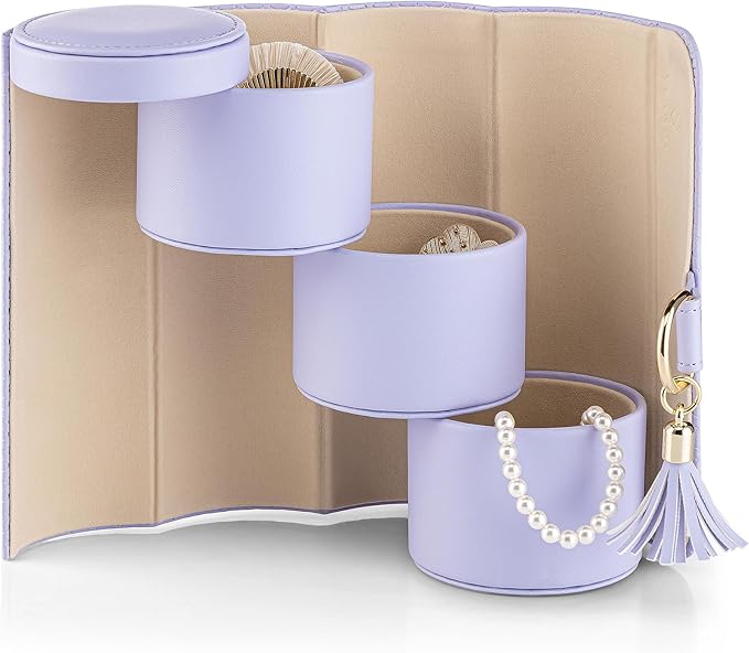 Vlando Travel Jewelry Case for Women, Travel Essential, Travel Must Haves Jewelry Travel Organizer for Girls, Christmas Gifts for Travelers Couples Mom Friends - Purple
