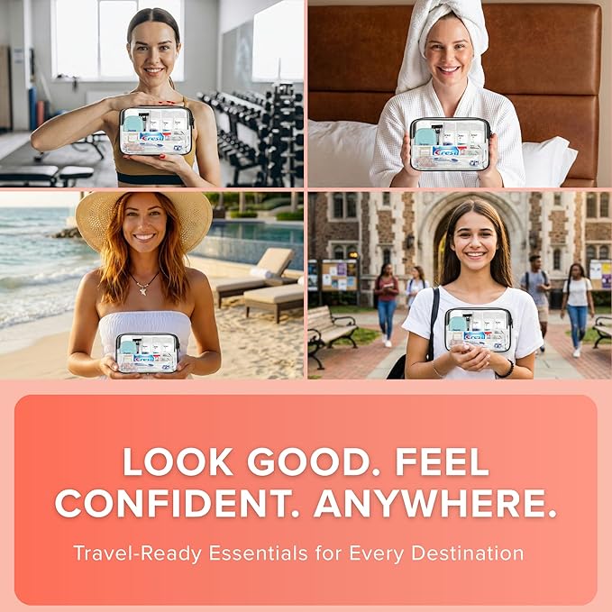 TrekTote Women’s 12 Piece Travel Hygiene Kit, Travel Size Toiletries Set with Cosmetic Bag, Carry On Essentials for Flights, Weekend Overnight Stay, Emergency Kit