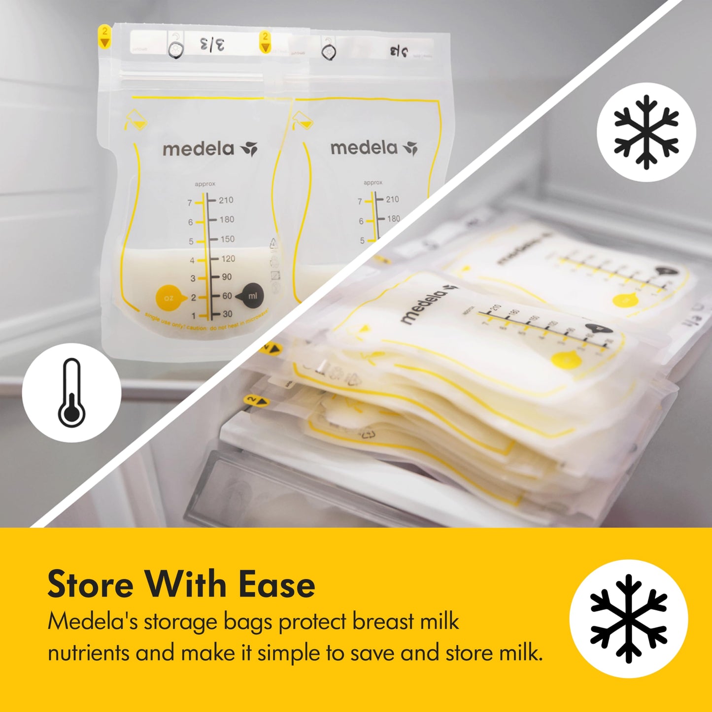 Medela Easy Pour Breastmilk Storage Bags 200 Count 7oz/210ml Disposable, Leakproof, Fast Freeze, Breast Milk Protection Recyclable & BPA Free
