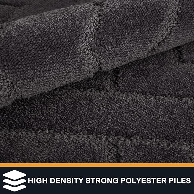 PURRUGS Easy Care Area Rug 4ft x 6ft, Non-Slip Machine Washable Entry Rug, Dog Door Mat, Stain Resistant Accent Rug for Hallway, Bedroom, Living Room and Mudroom, Charcoal