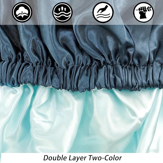 Satin Bonnet Silk Bonnet Hair Bonnet for Sleeping-Slouchy Beanie Hat Satin Sleep Cap for Women's Natural & Curly Hair(Blue Zircon&Purple)