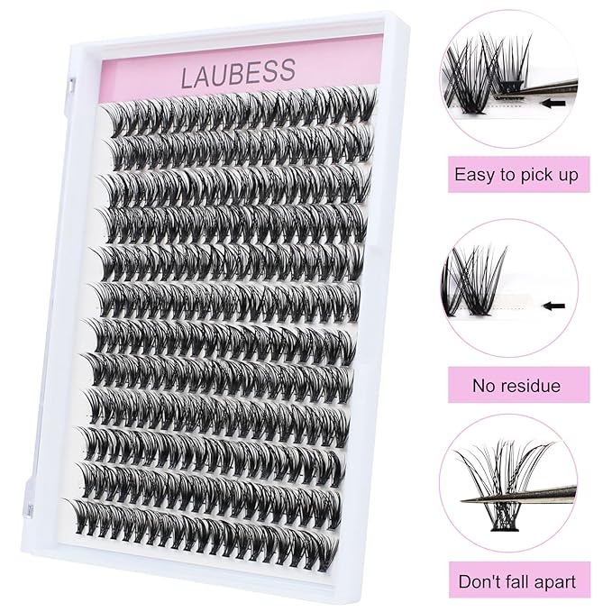 Cluster Lashes 40D Eyelash Clusters Mixed Tray Wispy Lash Clusters Extensions D Cluster Eyelash Extensions Individual Lashes DIY Lash Extension (40D-0.07D-9-16mm)