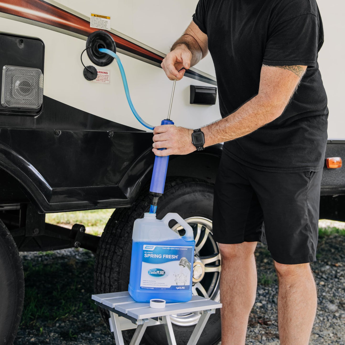 Camco TastePURE Spring Fresh Water System Cleaner & Deodorizer - Features Safe Eco-Conscious Formula - 1 Gallon Cleans Up to 100 Gallon Tank w/One-Step No Measuring Solution - 1 Gallon (40207)