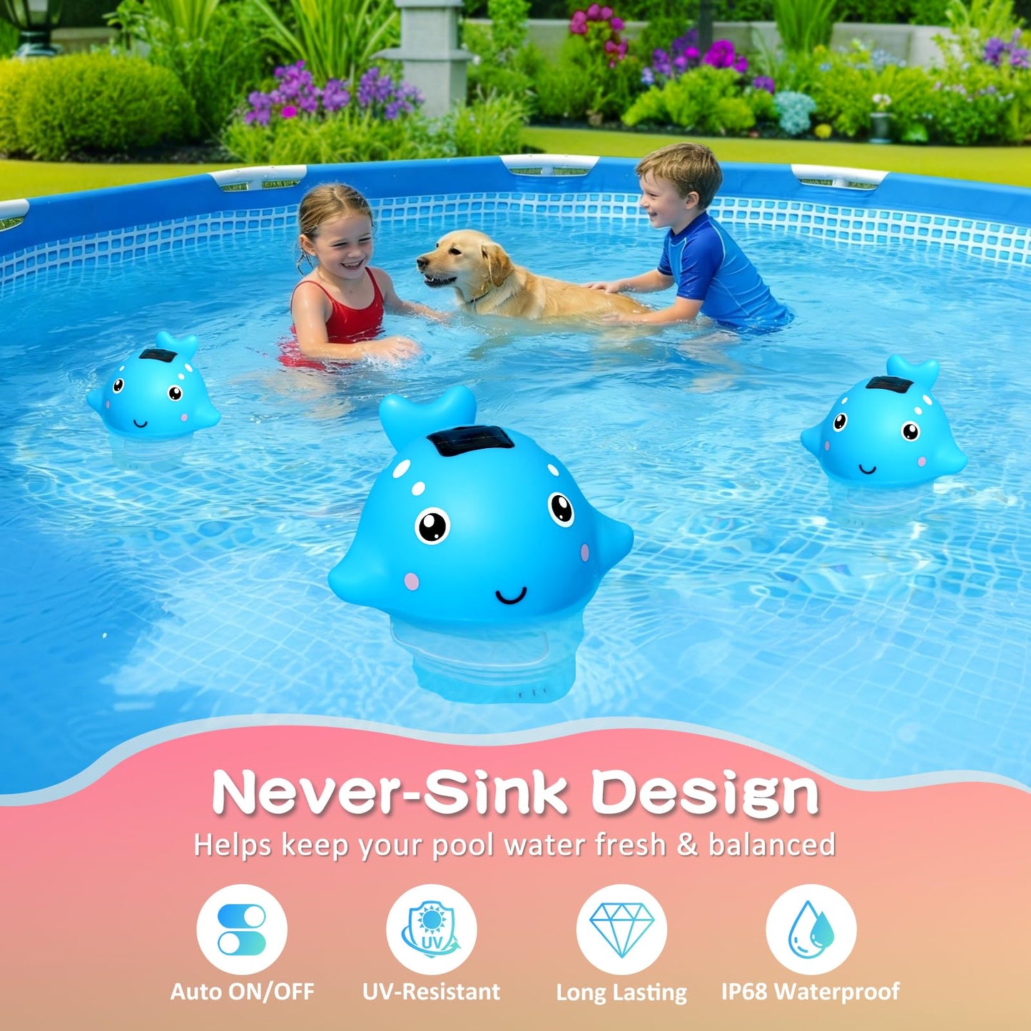 Solar Pool Chlorine Floater, Chlorines Floater with Light, Glow in Dark Chlorines Tablet Floater, Blue, 9 Inch